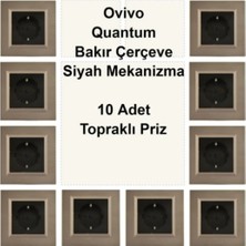 Ovivo Bakır Çerçeve,siyah Priz - 10 Adet