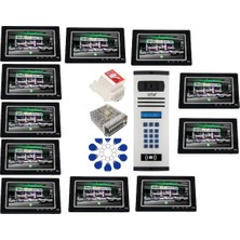 11 Daire Nts 2015-S 7'' Görüntülü Diafon SİYAH-8004 Tuş Takımlı Şifreli+Geçişli Zil Panelli Set