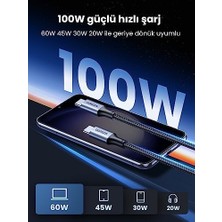 Palmira Demir 100W USB C Kablosu Pd3.0 Hızlı Şarj Kablosu Pps 15 Pro Max MacBook Pro M2 MacBook Air M2 Galaxy S25 Ultra ile Uyumludur. (3m)