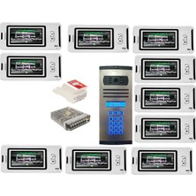 10 Daire Nts 2001-B 4,3'' Görüntülü Diafon BEYAZ-8003 Tuş Takımlı Şifreli Zil Panelli Set