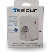 Palmira Demir Şok ve Akım Korumalı Fiş-Priz, 16A-250V, Max 3600W 720 Joule, Reset Edilebilir, Sürekli Koruma, Toprak Hatlı, Çocuk Korumalı, Beyaz Renk, E1TD33B