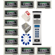 10 Daire Nts 2015-B 7'' Görüntülü Diafon BEYAZ-8004 Tuş Takımlı Şifreli+Geçişli Zil Panelli Set