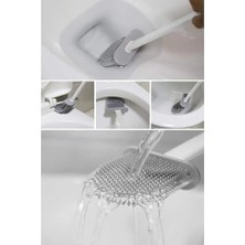Palmira Demir Tuvalet Fırçası Beyaz Renk Silikon Klozet Wc Banyo Küvet Temizleme Fırçası Antibakteriyel Kolay Temizlenir Delmeden Duvara Monte Ürün Boyutu: 36.5cm x 10CM x 4.1cm (Beyaz)