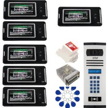 8 Daire Nts 2001-S 4,3'' Görüntülü Diafon SİYAH-8004 Tuş Takımlı Şifreli+Geçişli Zil Panelli Set