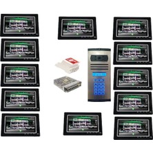 23 Daire Nts 2015-S 7'' Görüntülü Diafon SİYAH-8003 Tuş Takımlı Şifreli Zil Panelli Set