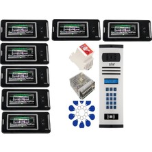7 Daire Nts 2001-S 4,3'' Görüntülü Diafon SİYAH-8004 Tuş Takımlı Şifreli+Geçişli Zil Panelli Set
