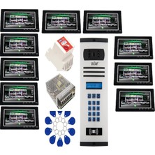 10 Daire Nts 2015-S 7'' Görüntülü Diafon SİYAH-8004 Tuş Takımlı Şifreli+Geçişli Zil Panelli Set
