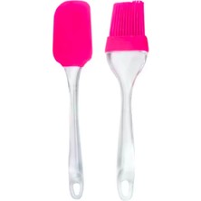 Palmira Demir Silikon Spatula ve Fırça Seti, 2 Parça (Pembe)