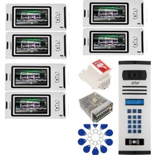 6 Daire Nts 2001-B 4,3'' Görüntülü Diafon BEYAZ-8004 Tuş Takımlı Şifreli+Geçişli Zil Panelli Set