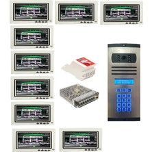 9 Daire Nts 2015-B 7'' Görüntülü Diafon BEYAZ-8003 Tuş Takımlı Şifreli Zil Panelli Set