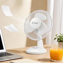 Palmira Demir Masaüstü Vantilatör 23 cm Fan Çapı, 3 Kademeli Hız Ayarlı, Salınım Fonksiyonlu, Sessiz Çalışan Kompakt Mini Fan, Ev Ofis Masa Üstü Kullanım Için Beyaz Vantilatör