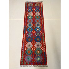Afgan Halı El Dokuma Afgan Kilim Çift Taraf Kullanım Kök Boya Yolluk 74 x 243 cm