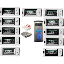 11 Daire Nts 2001-B 4,3'' Görüntülü Diafon BEYAZ-8003 Tuş Takımlı Şifreli Zil Panelli Set