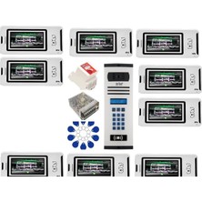 9 Daire Nts 2001-B 4,3'' Görüntülü Diafon BEYAZ-8004 Tuş Takımlı Şifreli+Geçişli Zil Panelli Set