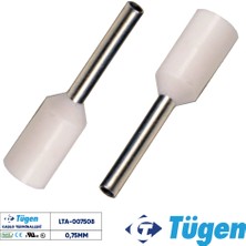 Tügen 0,75MM Izoleli Yüksük Beyaz ( 1 Kutu 1000 Adet )