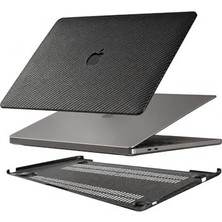 Palmira Demir MacBook Air 13 Inç Kılıfı A1932 A2179 A2337 M1 Uyumlu Sert Kapak 360° Koruma Karbon Fiber Desenli Siyah