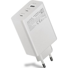 Auris 65 Watt Şarj Cihazı USB + USB C 3 Port Giriş  Ultra Fast 65W