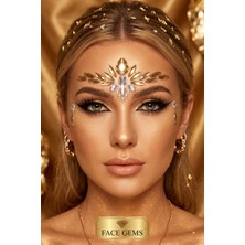 Bear & Pear Gold Elegance – Kristal Detaylı Yapışkanlı Yüz Mücevheri Face Gems Yüz Taşları