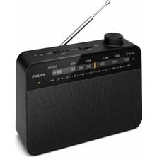 Philips TAR2509/10 Taşınabilir Analog FM/AM Radyo, AC & Pil ile Çalışma, Kulaklık Girişli, Siyah