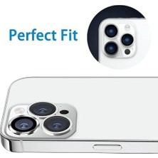 iPhone 15 Pro/iphone 15 Promax Kamera Camı Lens Koruyucu Halka Set - Gümüş Silver