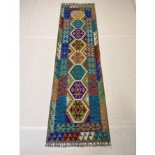 Afgan Halı El Dokuma Afgan Kilim Çift Taraf Kullanım Kök Boya Yolluk 82 x 290 cm