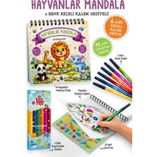 Prod Home Hayvanlar Mandala - 6 Renk Keçeli Kalem ve 75 Adet Çıkartma Hediyeli 3+