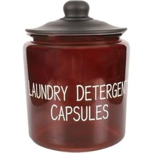 3,8 L Cam Deterjanlık Kavanoz – Amber Renk, Kapaklı “laundry Detergent Capsules” Saklama Kabı, Çamaşır Deterjan Kapsülü ve Pod Düzenleyici