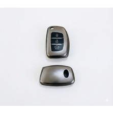 Stylmenplus Hyundai Accent Blue İ20 - İ30 - İX35 Uyumlu Smart 3 Buton Silikon Oto Anahtar Kumanda Kabı Kılıf Füme