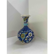 Iznik Kevser Çini Vazo 30 cm Şam işi Siralti Tekniği Işlenmiş El Yapımı Vazo