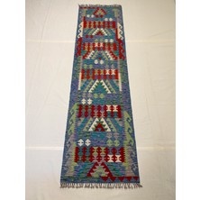Afgan Halı El Dokuma Afgan Kilim Çift Taraf Kullanım Kök Boya Yolluk 80 x 292 cm