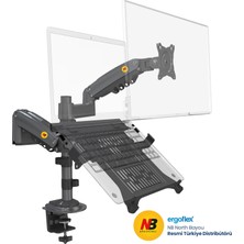 Ergoflex NB H180-FP Çift Kol Amortisörlü Monitör Tutucu ve 10"-17" Laptop Standı