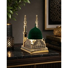 Mis Kitchen Çift Minareli Mescid-I Nebevi  Dekoratif Biblo 15X26 Altın Renk Yeșil Kubbeli