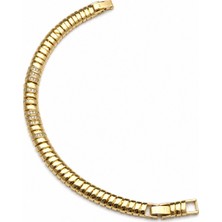 Balenbi Jewelry 14K Gold Renk Zirkon Taş Detaylı Premium Kararmaz Çelik Kadın Bileklik 1182