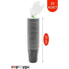 İstanbul Pasajı 25 Adet Siyah Çift Duvarlı Kahve Bardağı 8 Oz, Küçük Kağıt Çay Bardakları 250 Ml, Soğuk ve Sıcak Içecekler, Waffle Siyah