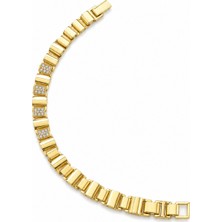 Balenbi Jewelry 14K Gold Renk Zirkon Taş Detaylı Premium Kararmaz Çelik Kadın Bileklik 1186