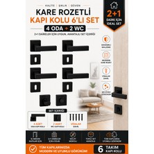 Compact Kare Rozetli Kapı Kolu 6'lıset 4 Oda 2 Wc Siyah – 2+1 Daire Için