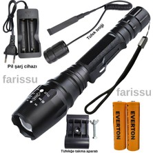 farissu Everton RT-S117 LED El Feneri 800 Lümen Zoomlu Uzun Menzil Şarjlı Güçlü Aydınlatma
