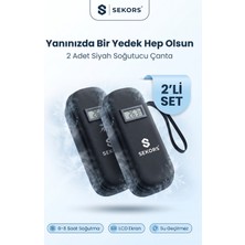 Sekors 2 Adet Siyah Dijital Göstergeli Insülin Taşıma Çantası Medikal Soğutucu + 2 Adet Jel