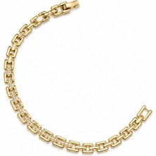 Balenbi Jewelry 14K Gold Renk Zirkon Taşlı Zincir Model Premium Çelik Kadın Bileklik 1183