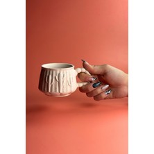 Ceramingo Kabartmalı Kupa - Kaktüs Ham Seramik Bisküvi 12 Adet