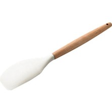 Empressco Krem Renkli Bambu Saplı Silikon Sıyırma Yan Spatula