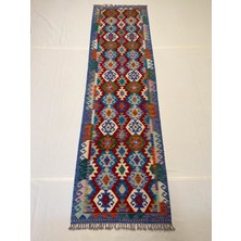 Afgan Halı El Dokuma Afgan Kilim Çift Taraf Kullanım Kök Boya Yolluk 82 x 290 cm