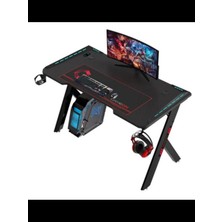 Gameon Hawksbill Serisi Rgb Akıcı Işıklı Oyun Masası (Boyut: 120-60-72 Cm), (800×300×3 mm - Fare Altlığı), Kulaklık Askısı ve Bardak Tutacağı Dahil - Siyah