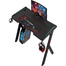 Gameon Hawksbill Serisi Rgb Akıcı Işıklı Oyun Masası (Boyut: 120-60-72 Cm), (800×300×3 mm - Fare Altlığı), Kulaklık Askısı ve Bardak Tutacağı Dahil - Siyah