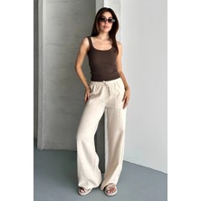 Shopping Shop Keten Yıkamalı Çift Cep Pantolon BEJ