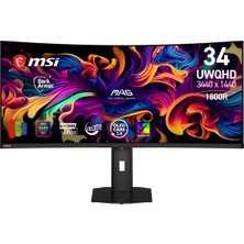 MSI Msı 34.18" Mag 341CQP Qd-Oled X28 3440X1440 21:9 Curve 1800R Qd-Oled 280HZ 0.03MS (Gtg) Freesync Premıum Pro Gamıng Monıtor