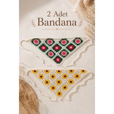The Littles Kids 2 Adet Çiçekli Model Yumuşak Dokulu Pamuklu Trend Saç Bandana