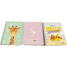 Magicline Magic Lines Spiralli Defter Seti 3'lü - Be Kind Zürafa & Hello Summer Temalı Renkli Kapak Okul Defteri