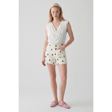 Shopping Shop Drapeli Sıfır Kol Bluz BEYAZ