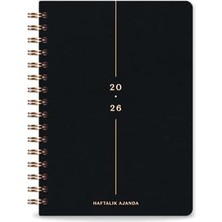 Ahl Shop 2026 A5 Spiralli Keten Haftalık Ajanda 12 Aylık - Siyah